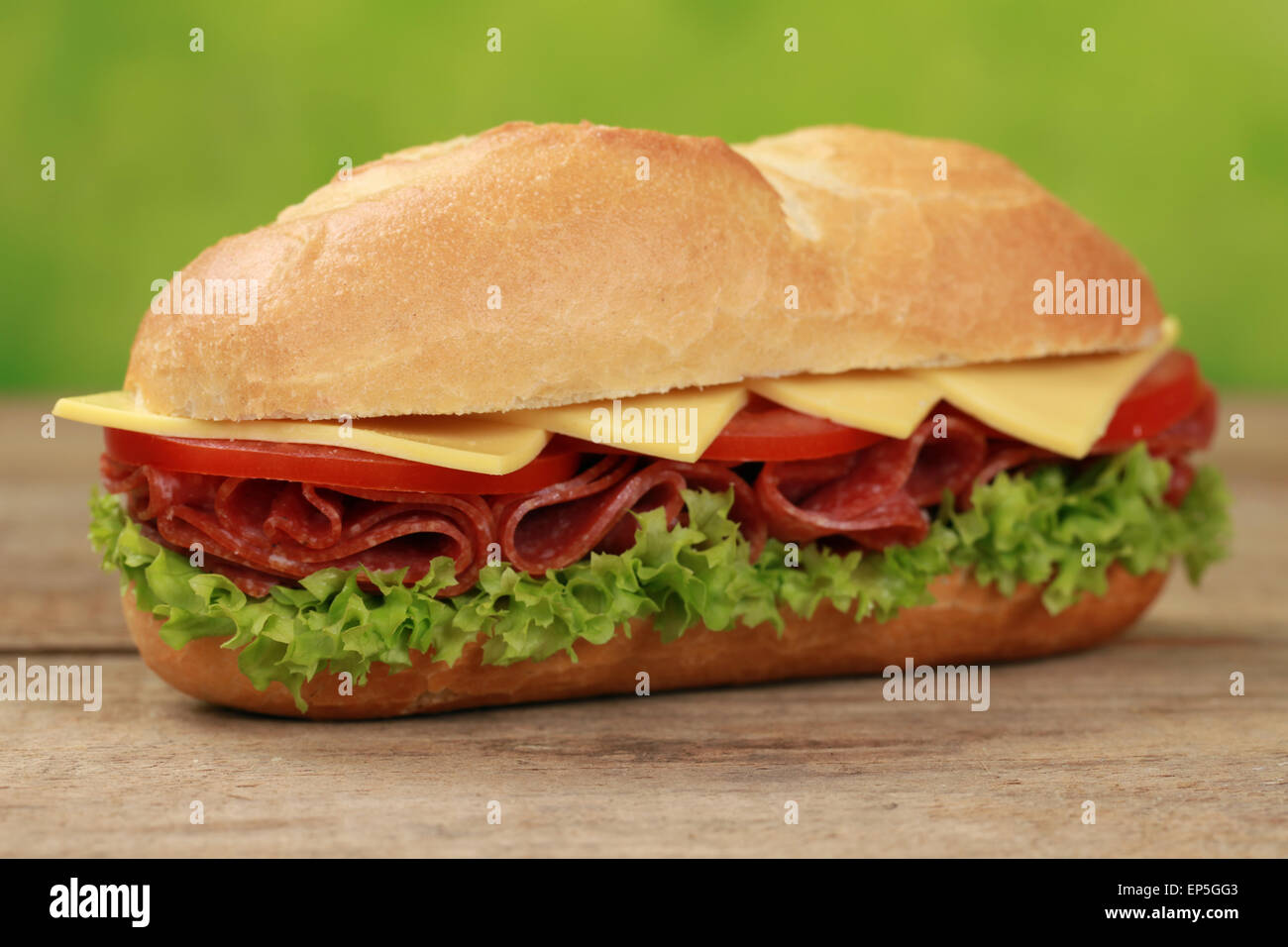 Sub Sandwich belegt mit Salami Stock Photo