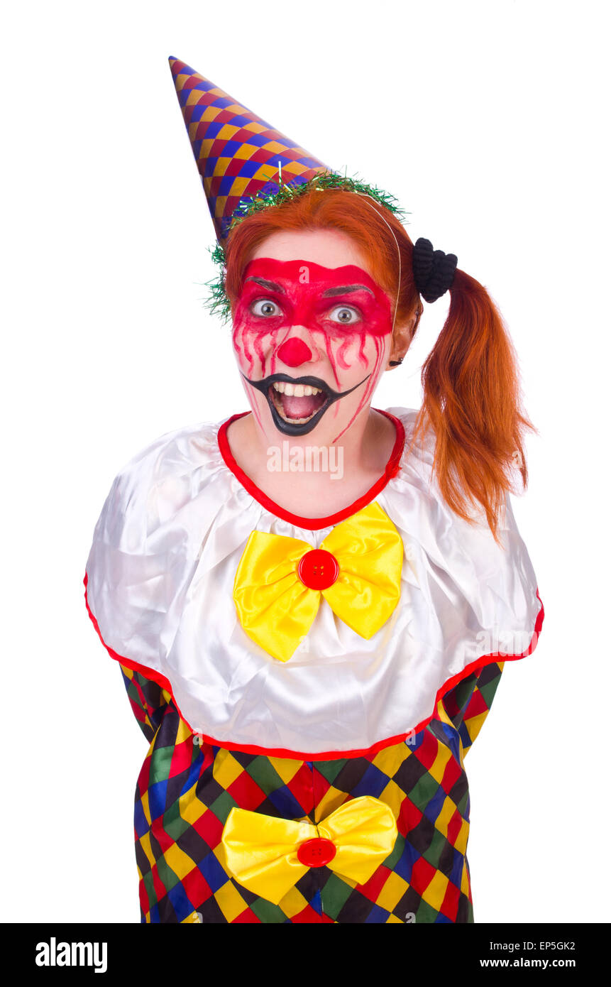 Clown in the costume isolated on white Stock Photo - Alamy