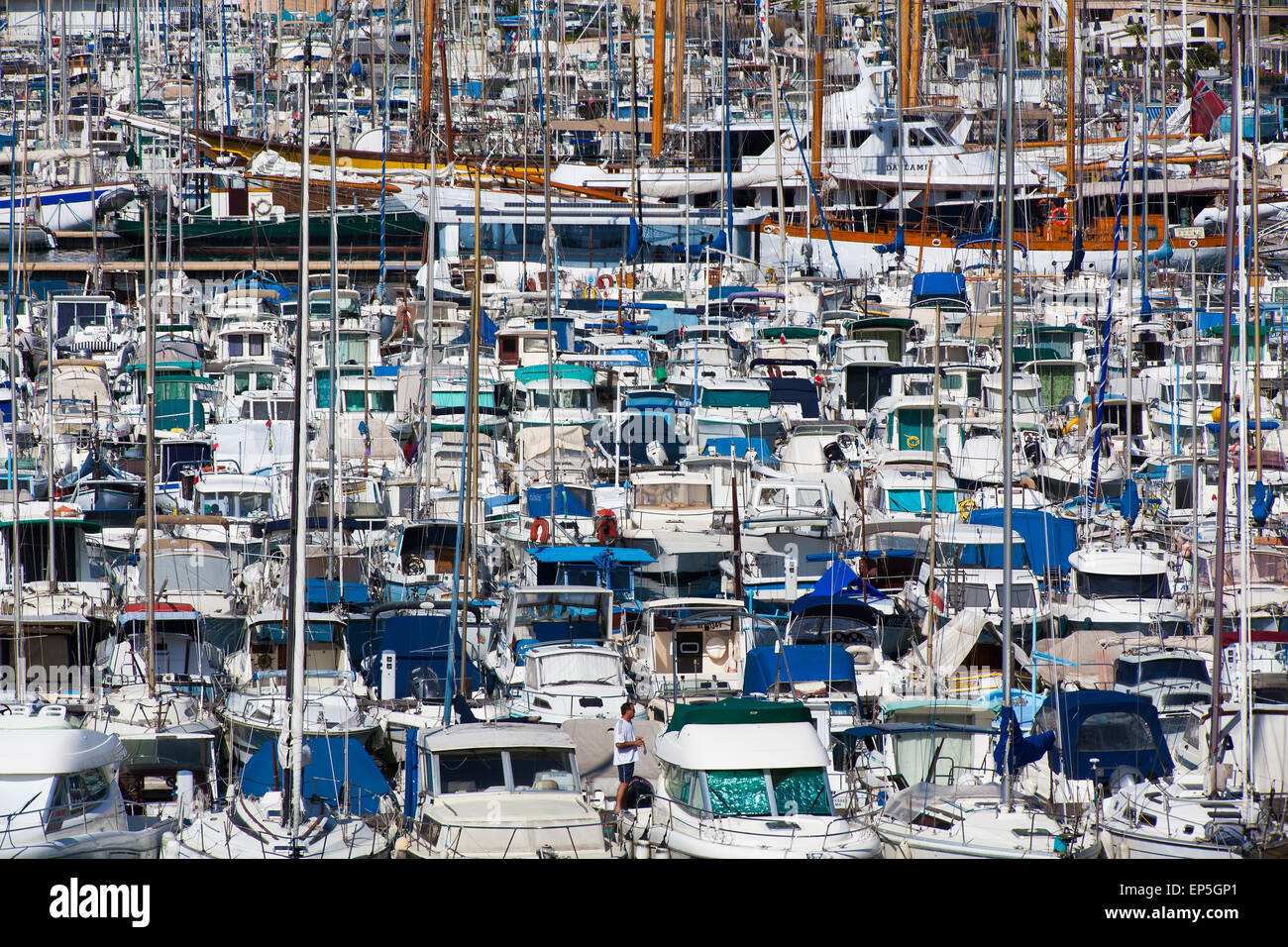 Marseille,France - May 8,2011: Old port full of boats and yachts.It has been the natural harbour of Marseille Stock Photo