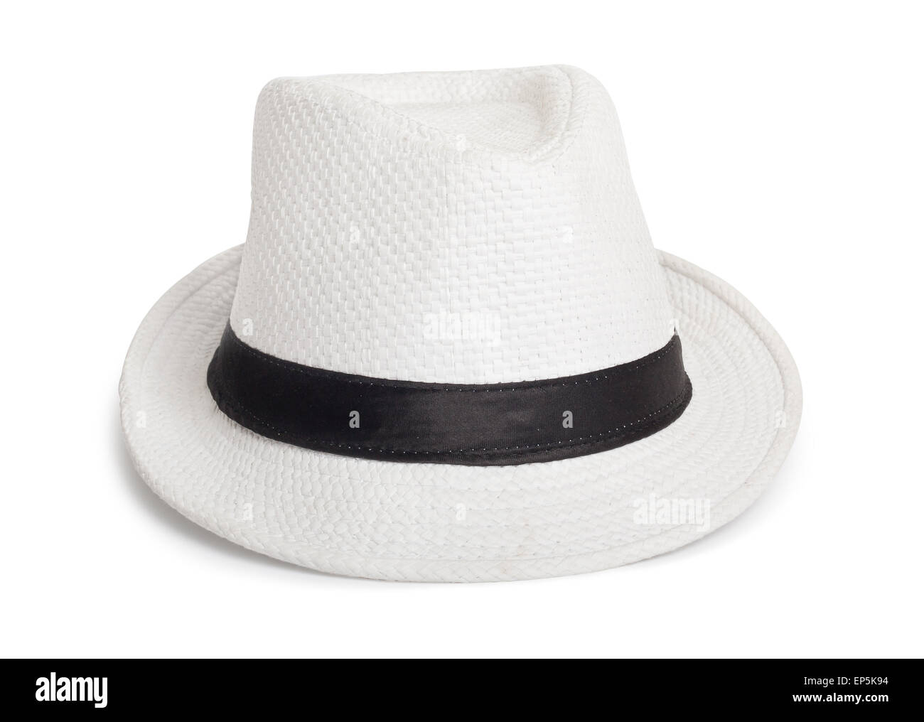 White wicker hat for the summer on an isolated background Stock Photo
