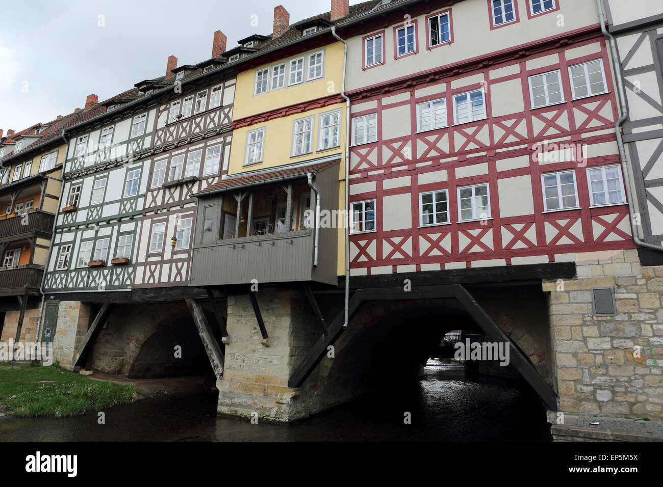 The Kraemerbruecke (Merchants' Bridge) in Erfurt, Germany. The medieval ...
