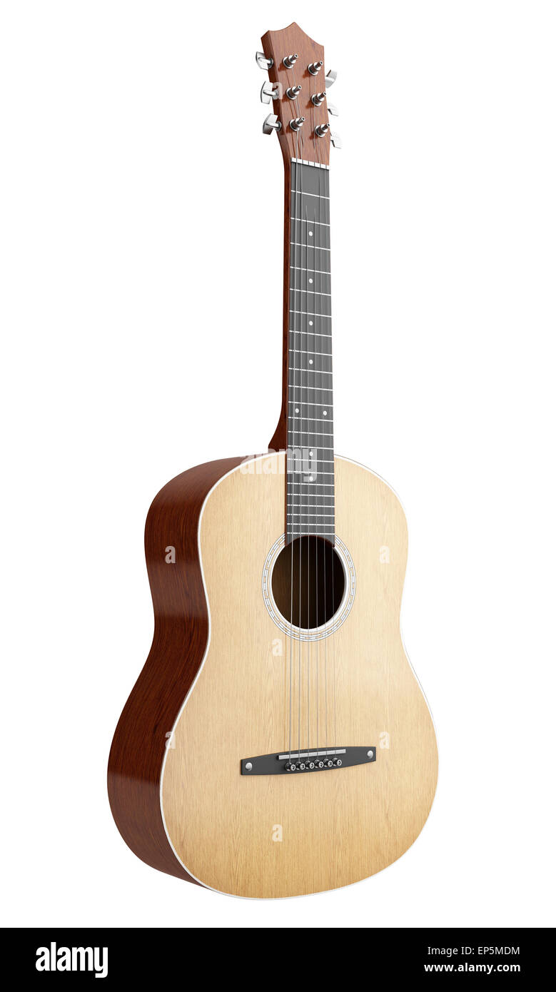 acoustic guitar isolated on white background Stock Photo