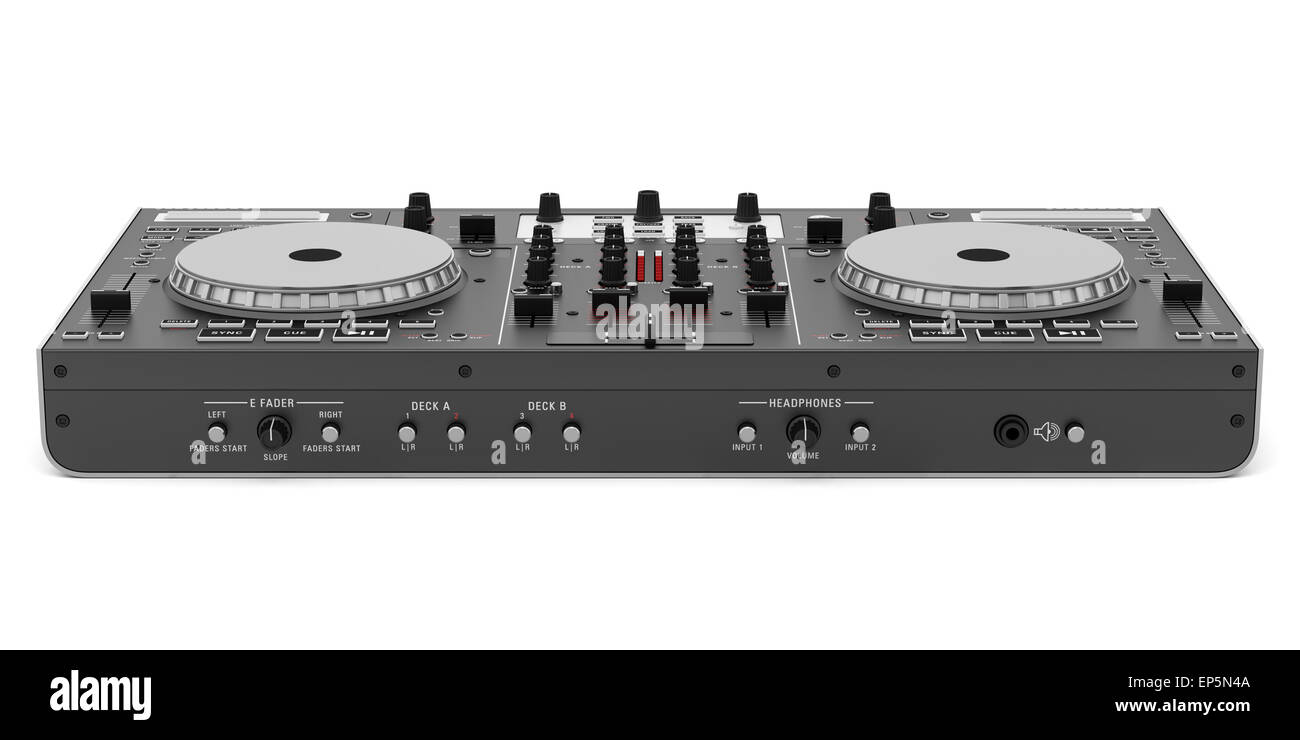 black dj mixer controller isolated on white Stock Photo Alamy