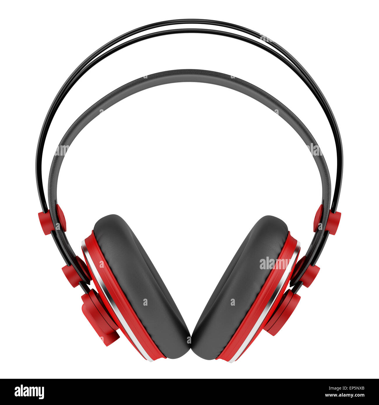 red and black wireless headphones isolated Stock Photo