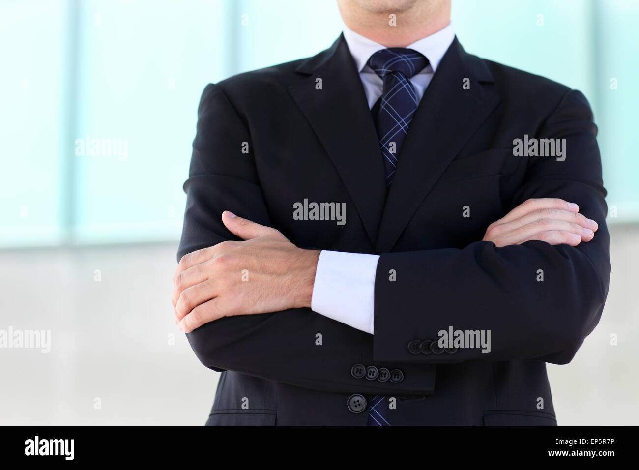 Close up of the hands of the businessman wearing blue suit Stock Photo ...