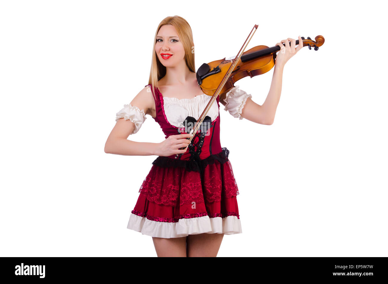 Girl playing violin on white Stock Photo - Alamy
