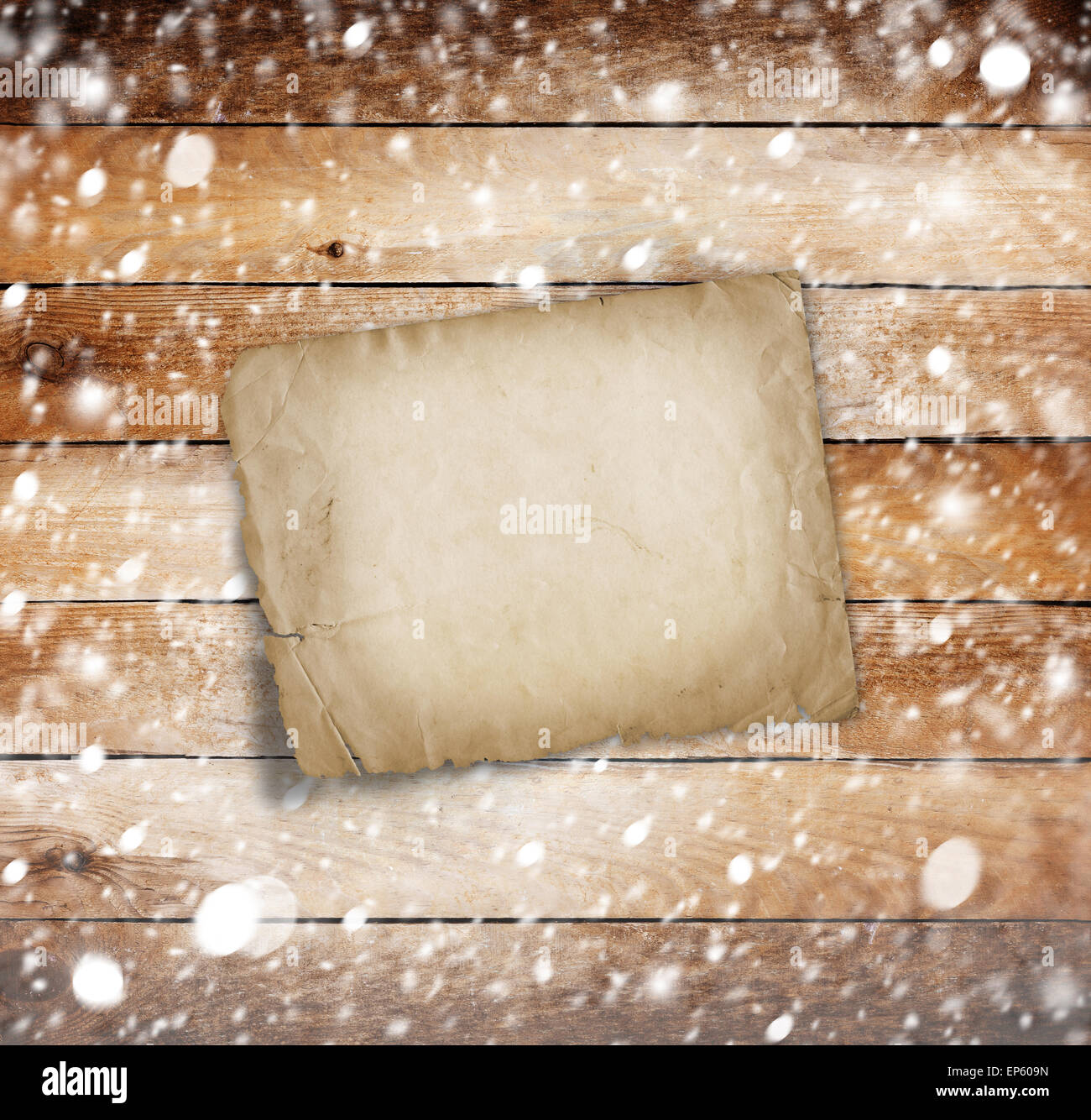Old wooden background with snow for design Stock Photo - Alamy