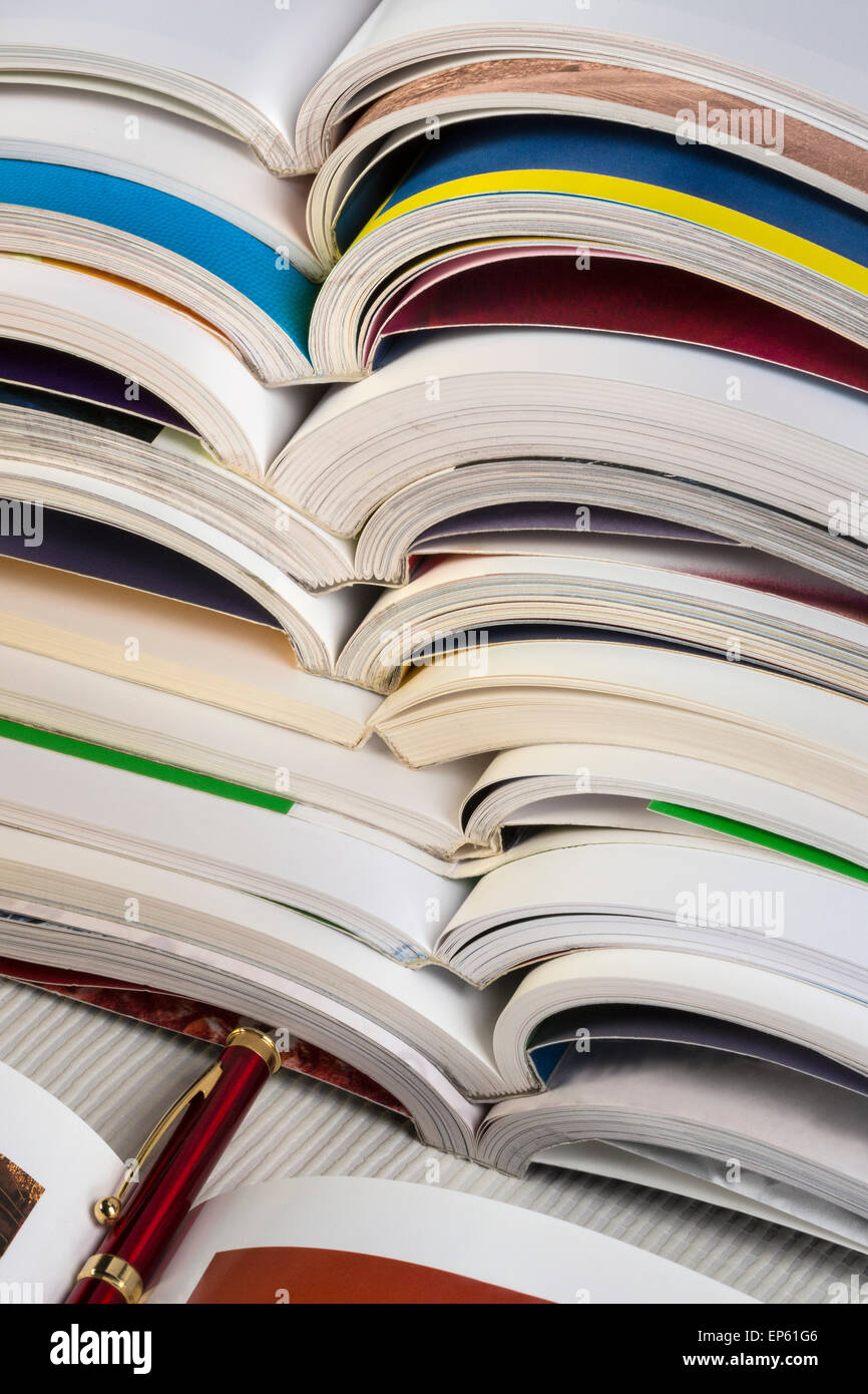 Education - A stack of well used college textbooks Stock Photo