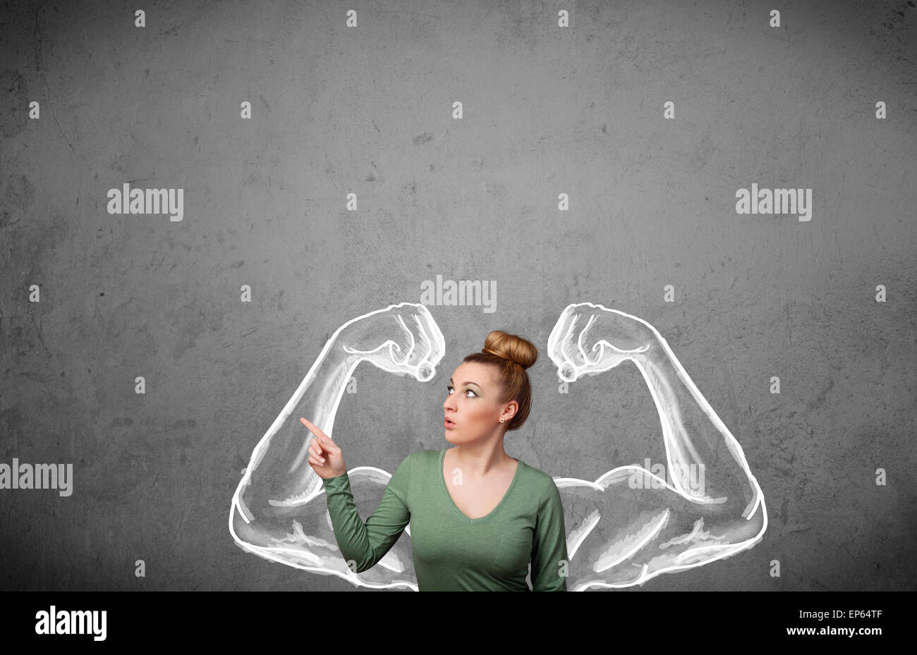 Young woman with strong muscled arms Stock Photo - Alamy