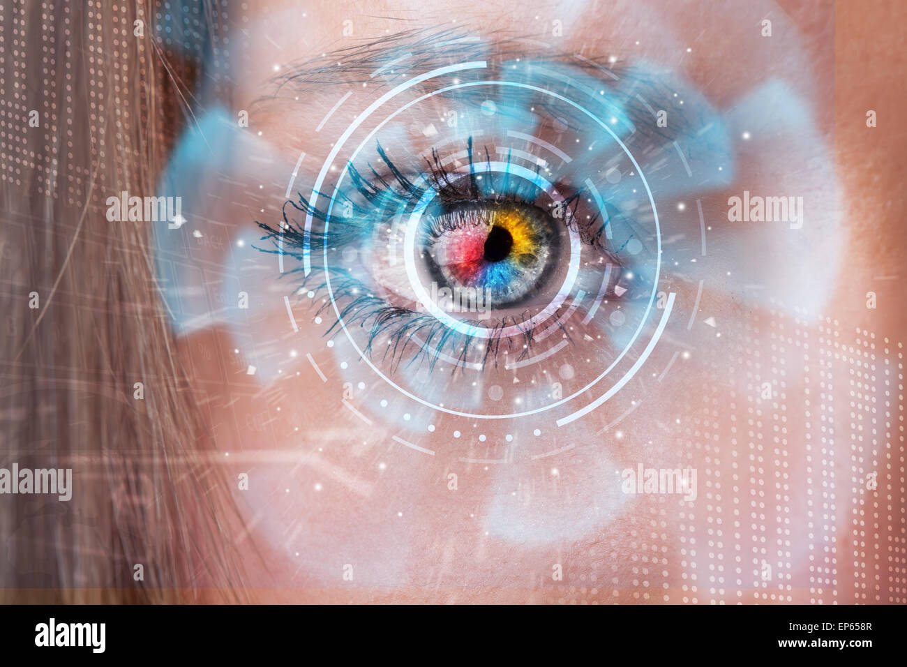 Future woman with cyber technology eye panel concept Stock Photo - Alamy