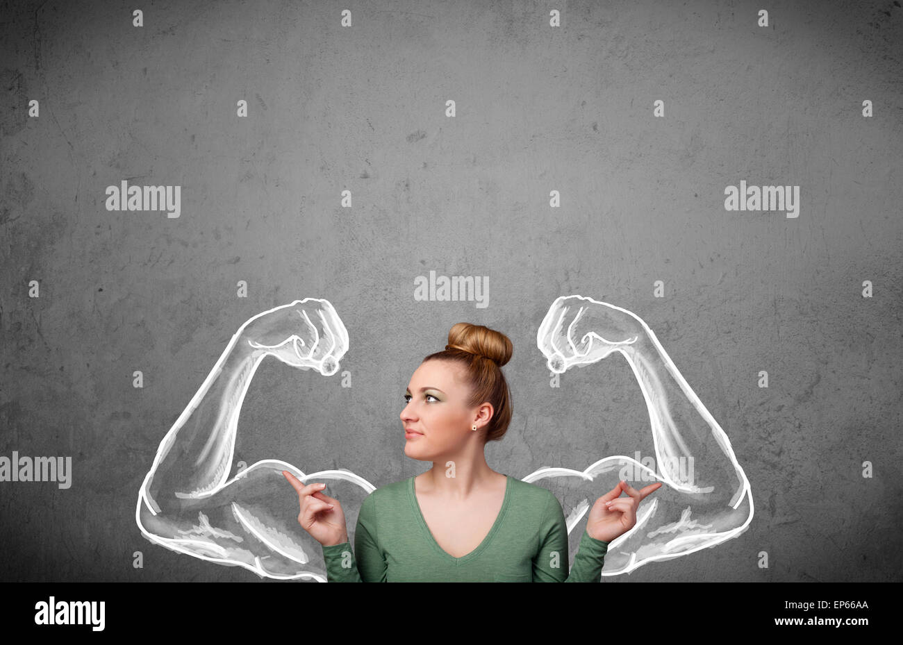 Young woman with strong muscled arms Stock Photo - Alamy