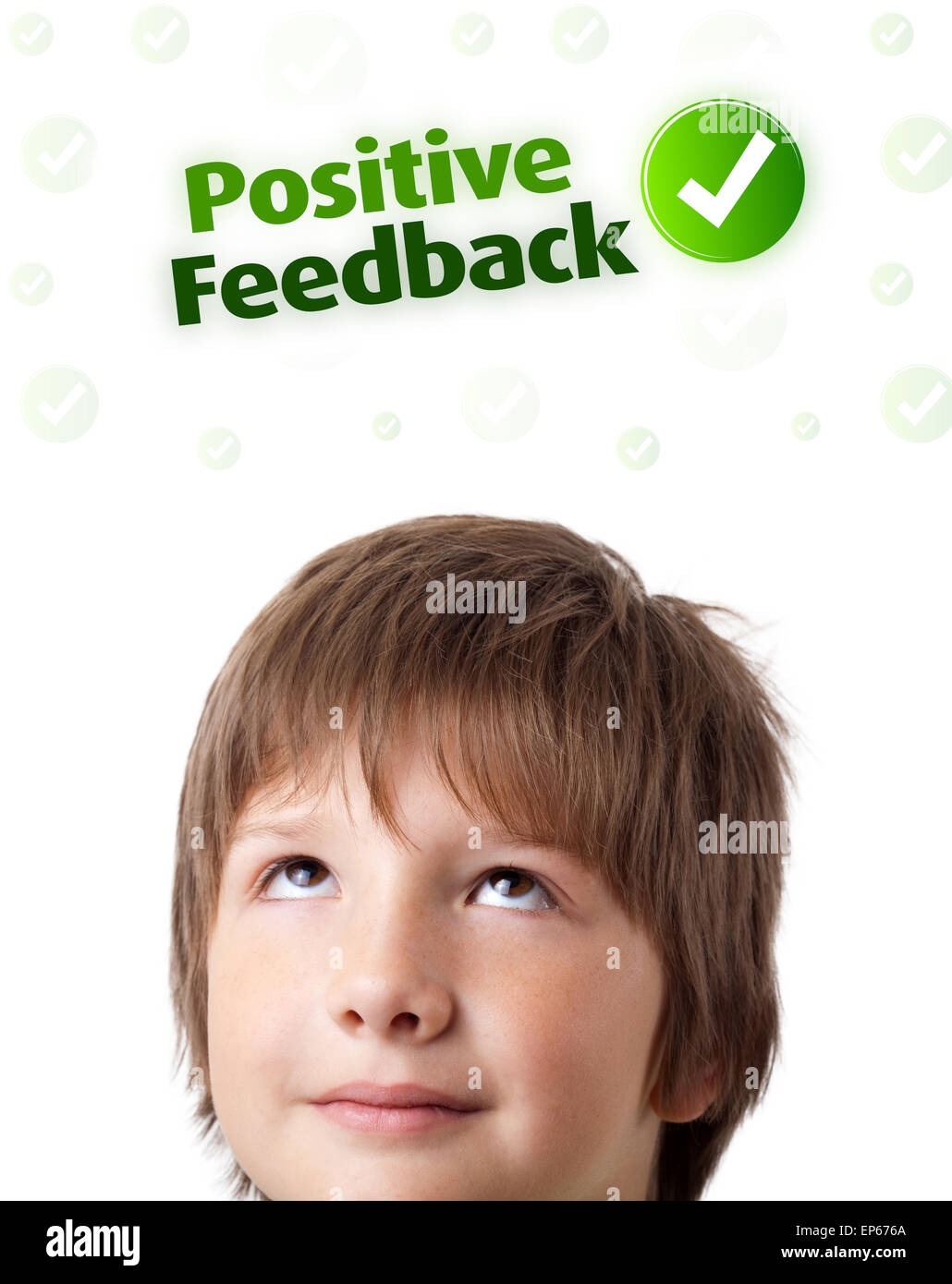 Young head looking at positive negative signs Stock Photo - Alamy