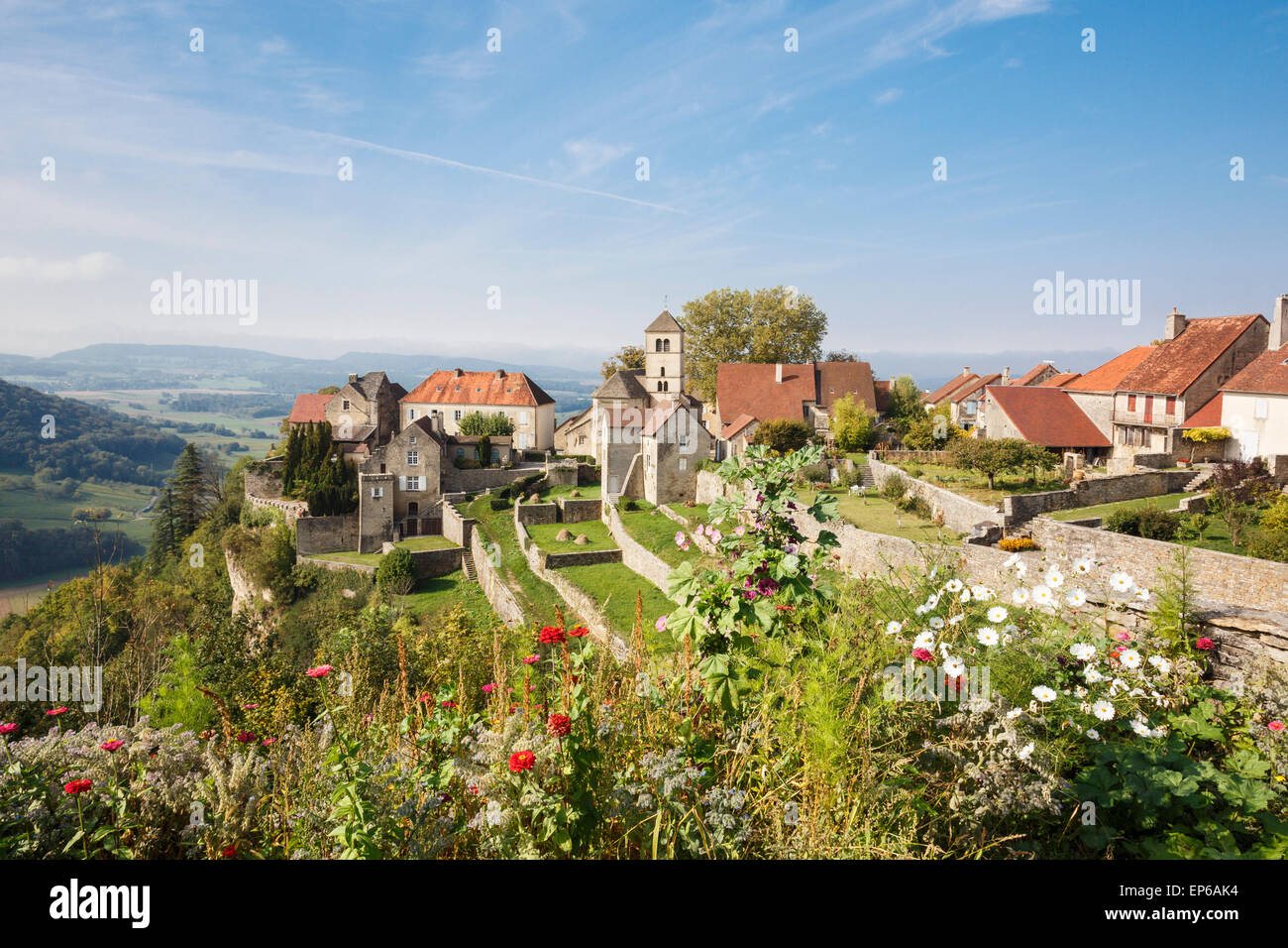 Village scene in france with chateau hi-res stock photography and ...
