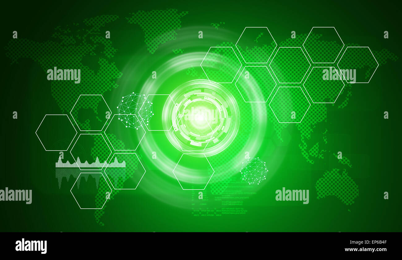 Abstract green background with world map Stock Photo