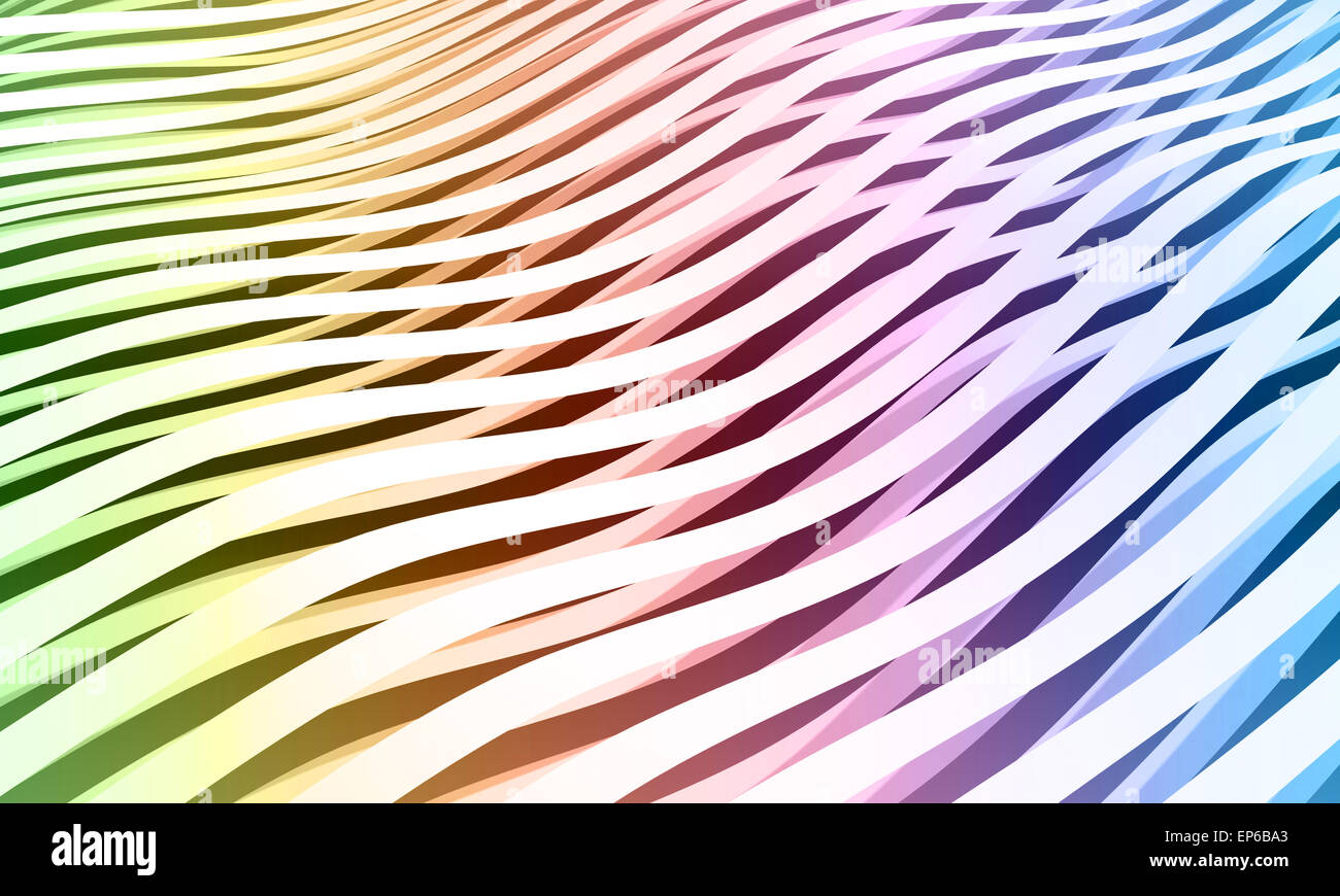 Colorful abstract wave stripes background, digital 3d illustration Stock Photo