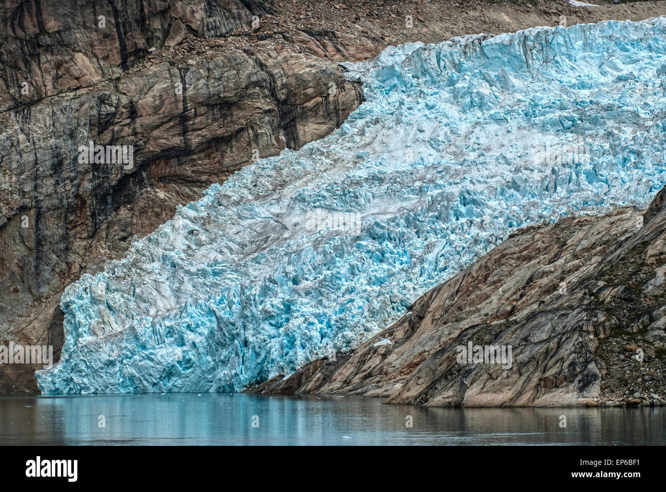 Blue ice glacier in Prince Christian Sound, Greenland Stock Photo