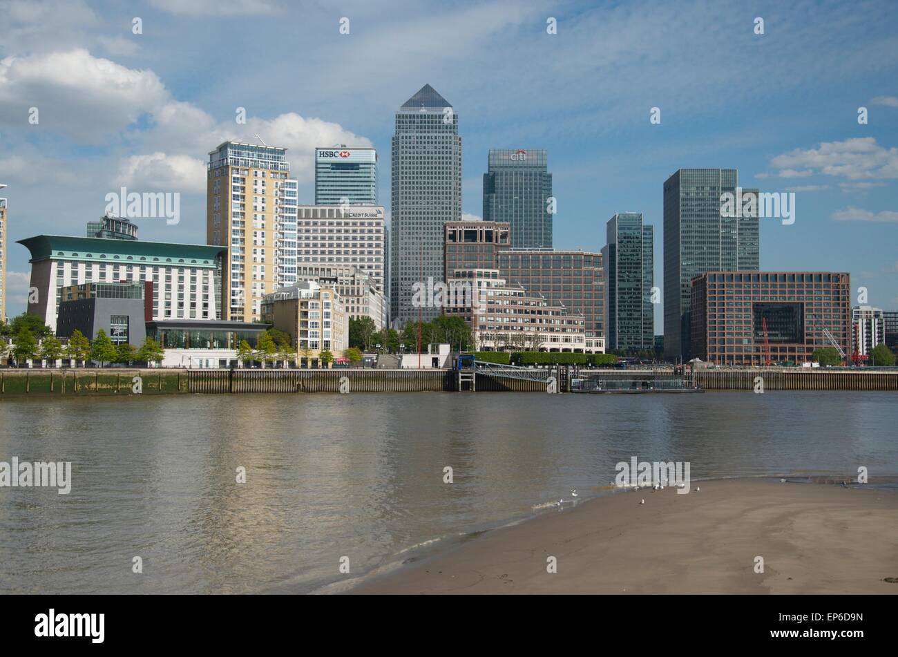 View of Canary Wharf from Rotherhithe, London, England, UK Stock Photo