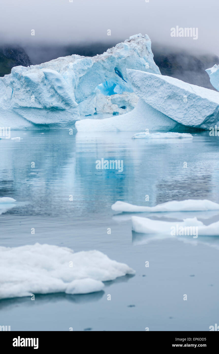 The blue icebergs of Narsusuaq Fjord in Greenland Stock Photo