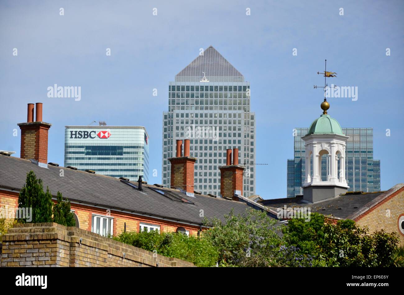 View of the Offices in Canary Wharf from Rotherhithe Street, Rotherhithe, London, England, UK, SE16 Stock Photo