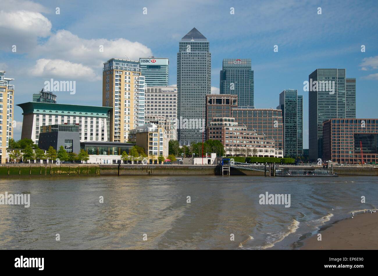 A View of Canary Wharf from Rotherhithe, London, England Stock Photo