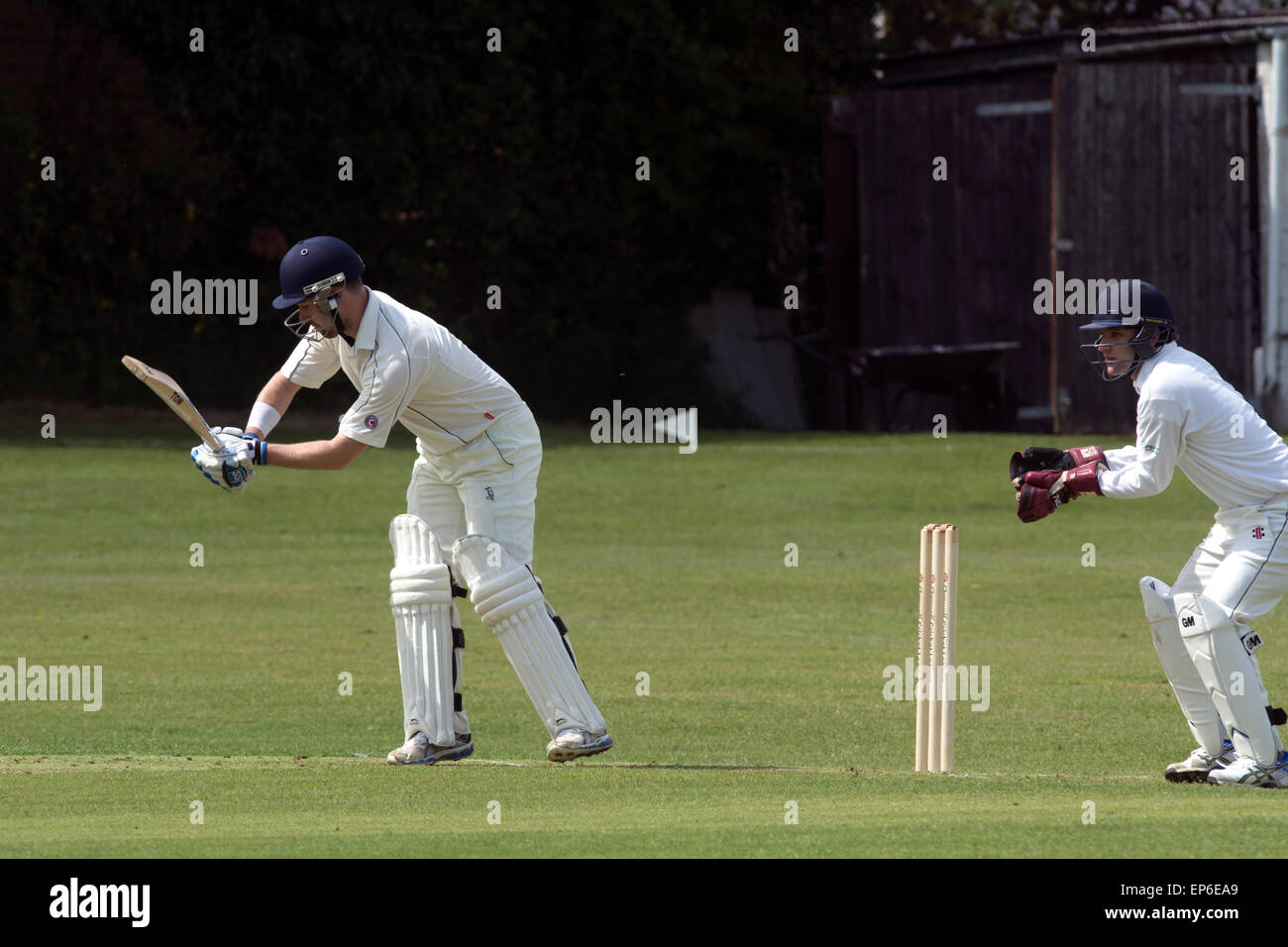 Village cricket at Horley, Oxfordshire, England, UK Stock Photo