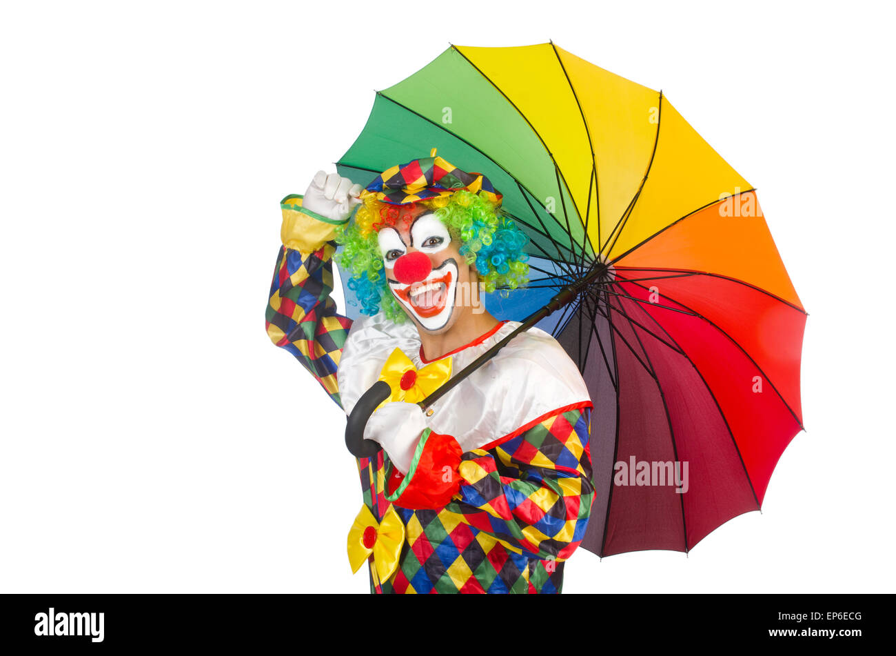 Clown Pattern Print Automatic Foldable Umbrella