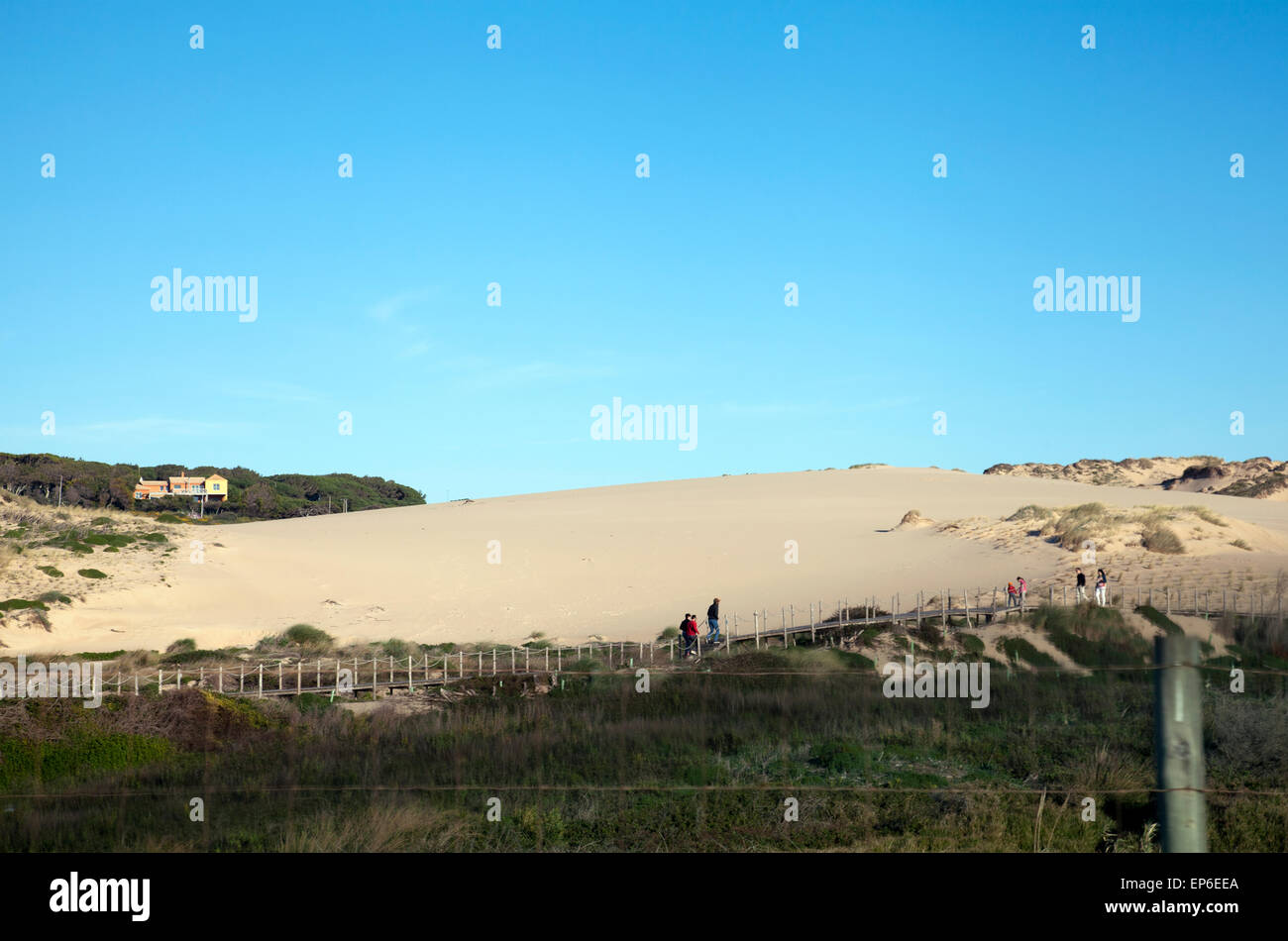Dunes alongside Praia do Guincho in Cascais District of Portugal Stock