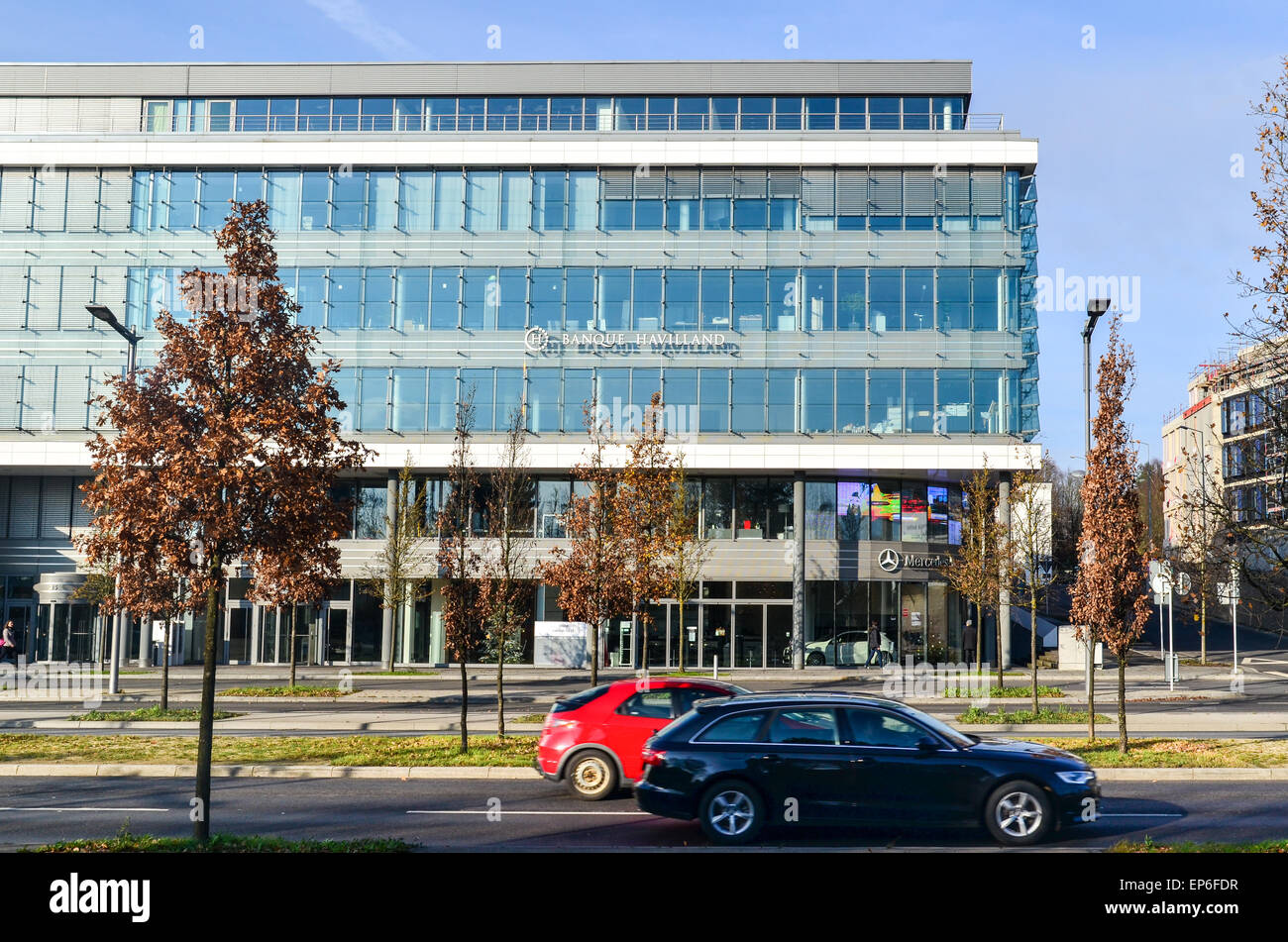 Headquarters of the private bank Havilland, in Kirchberg, the financial district of Luxembourg Stock Photo