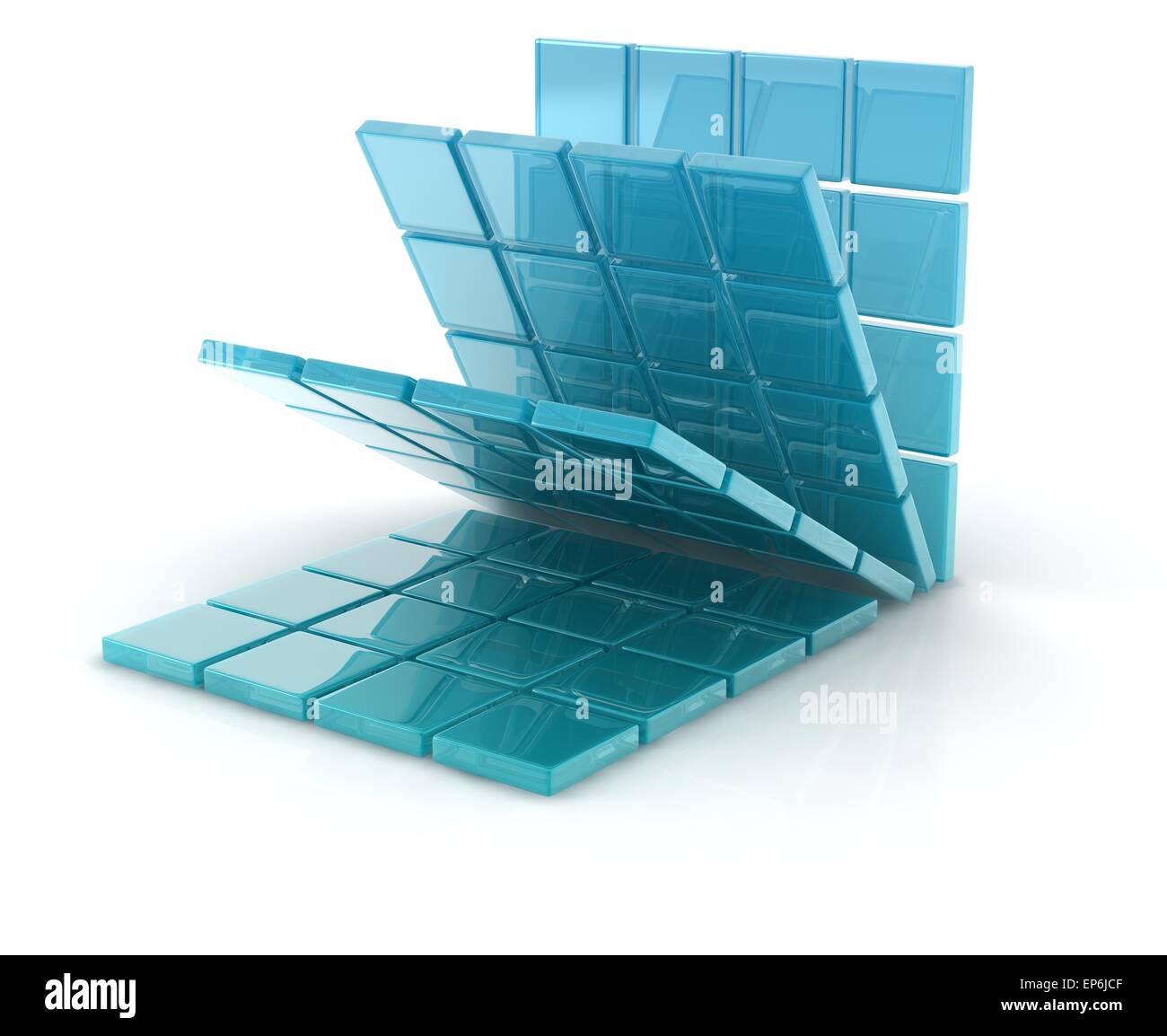 3d blue glass cubes on white background Stock Photo - Alamy