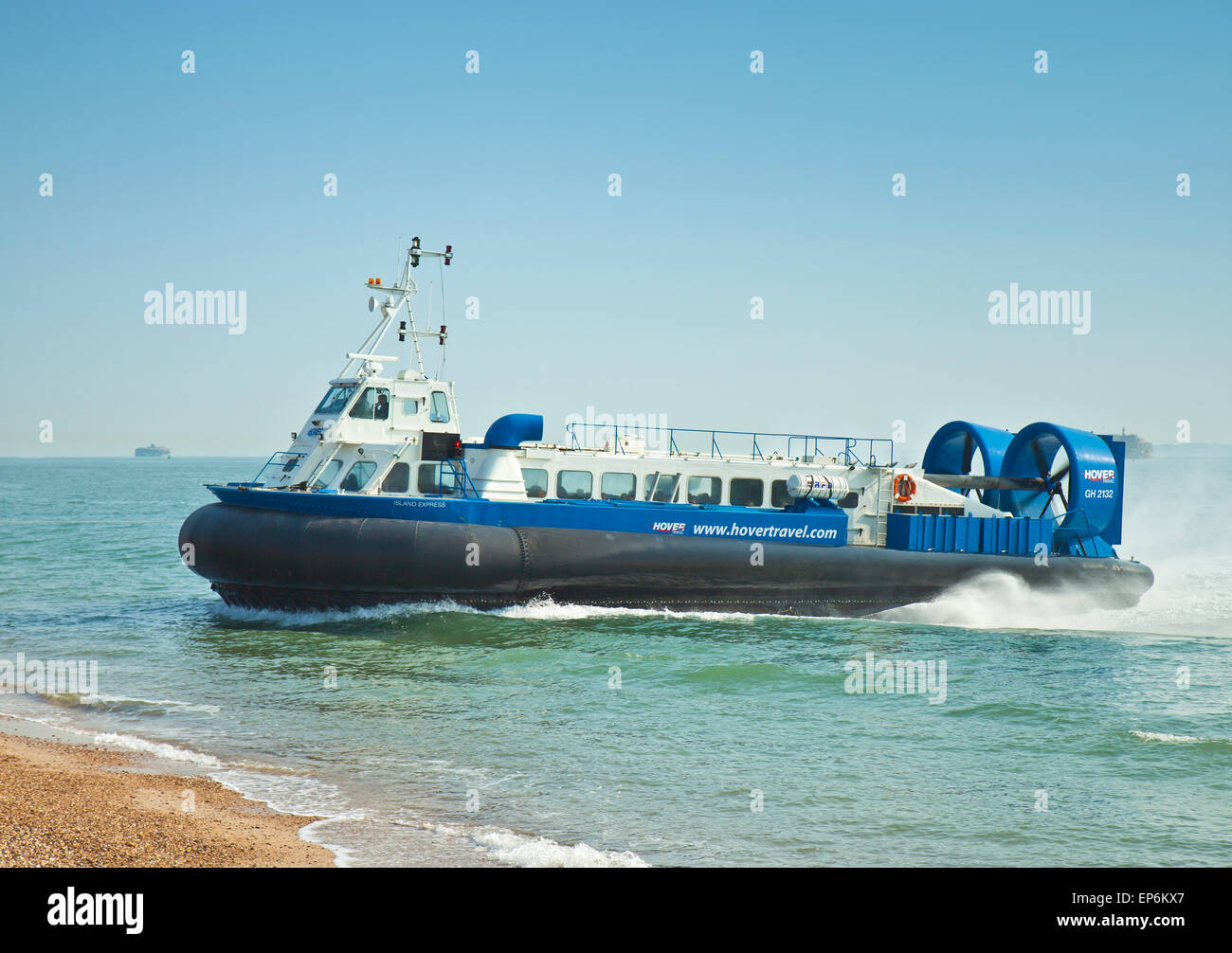 Isle of Wight Hovercraft arriving at Southsea, Portsmouth. Stock Photo