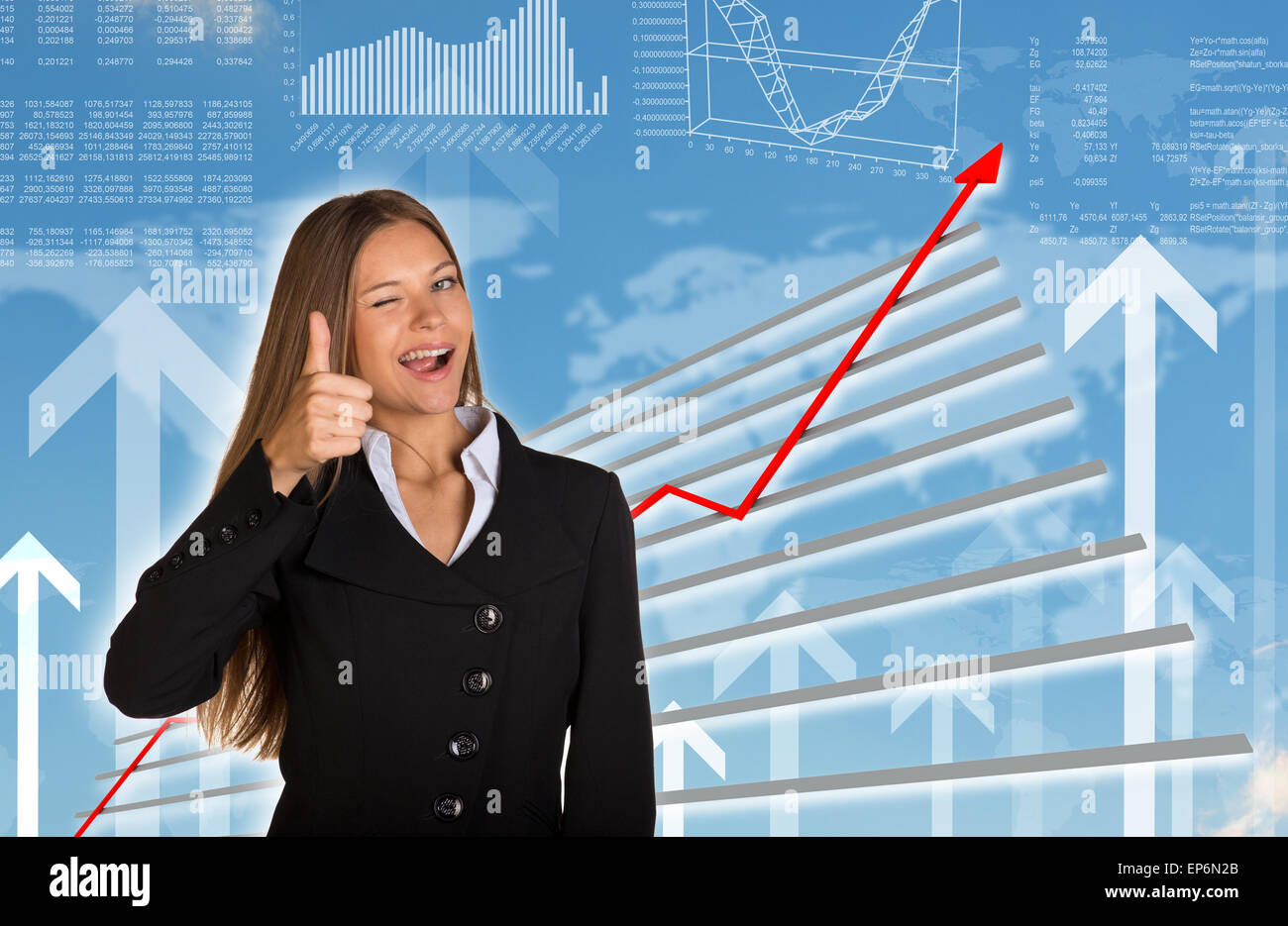 Smiling business woman sky hi-res stock photography and images - Alamy