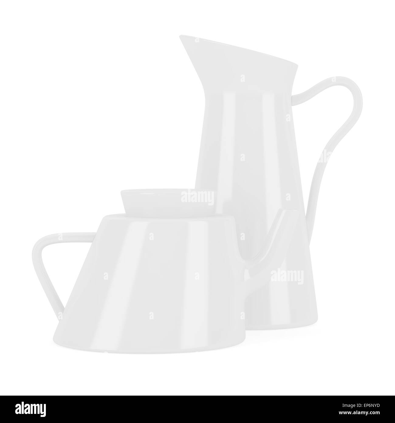ceramic jug and teapot isolated on white Stock Photo