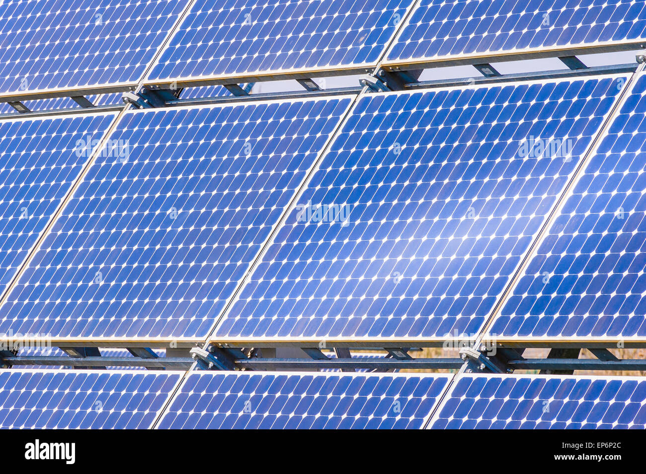 Solar panels to produce energy in an environmentally friendly manner Stock Photo