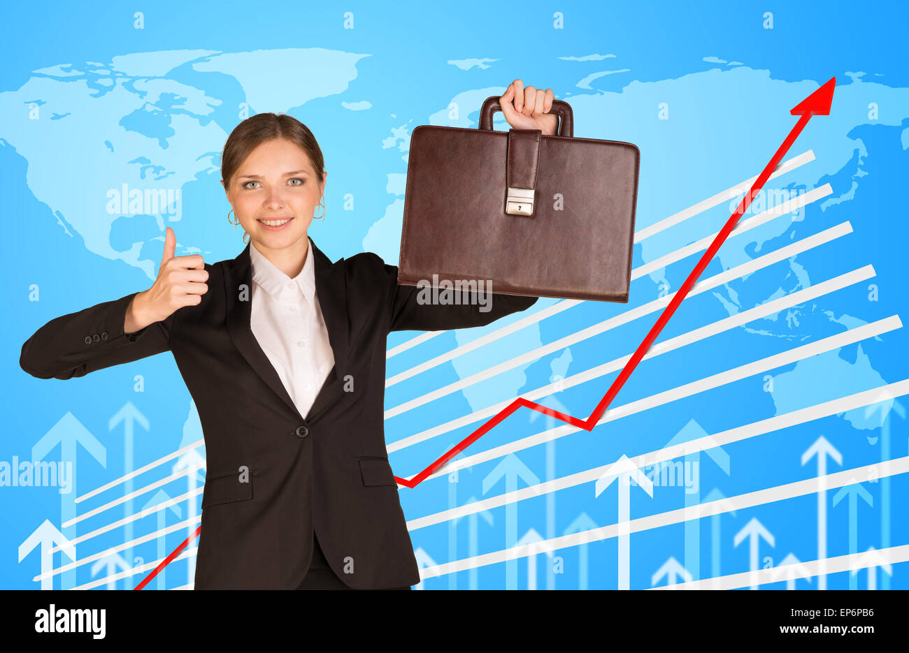 Smiling business woman sky hi-res stock photography and images - Alamy