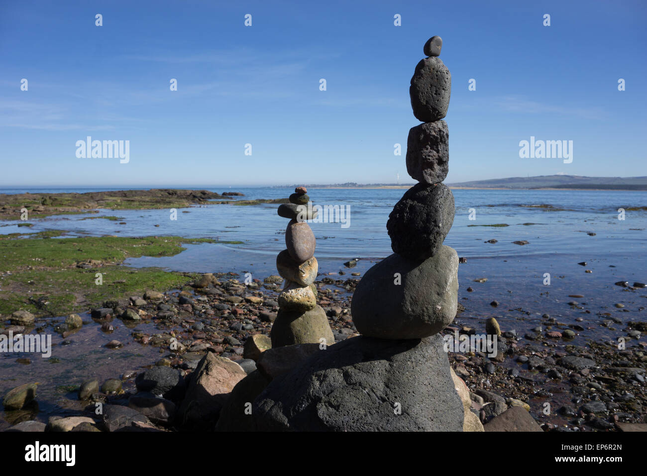 Stone Sculpture on Beach Stock Photo Alamy