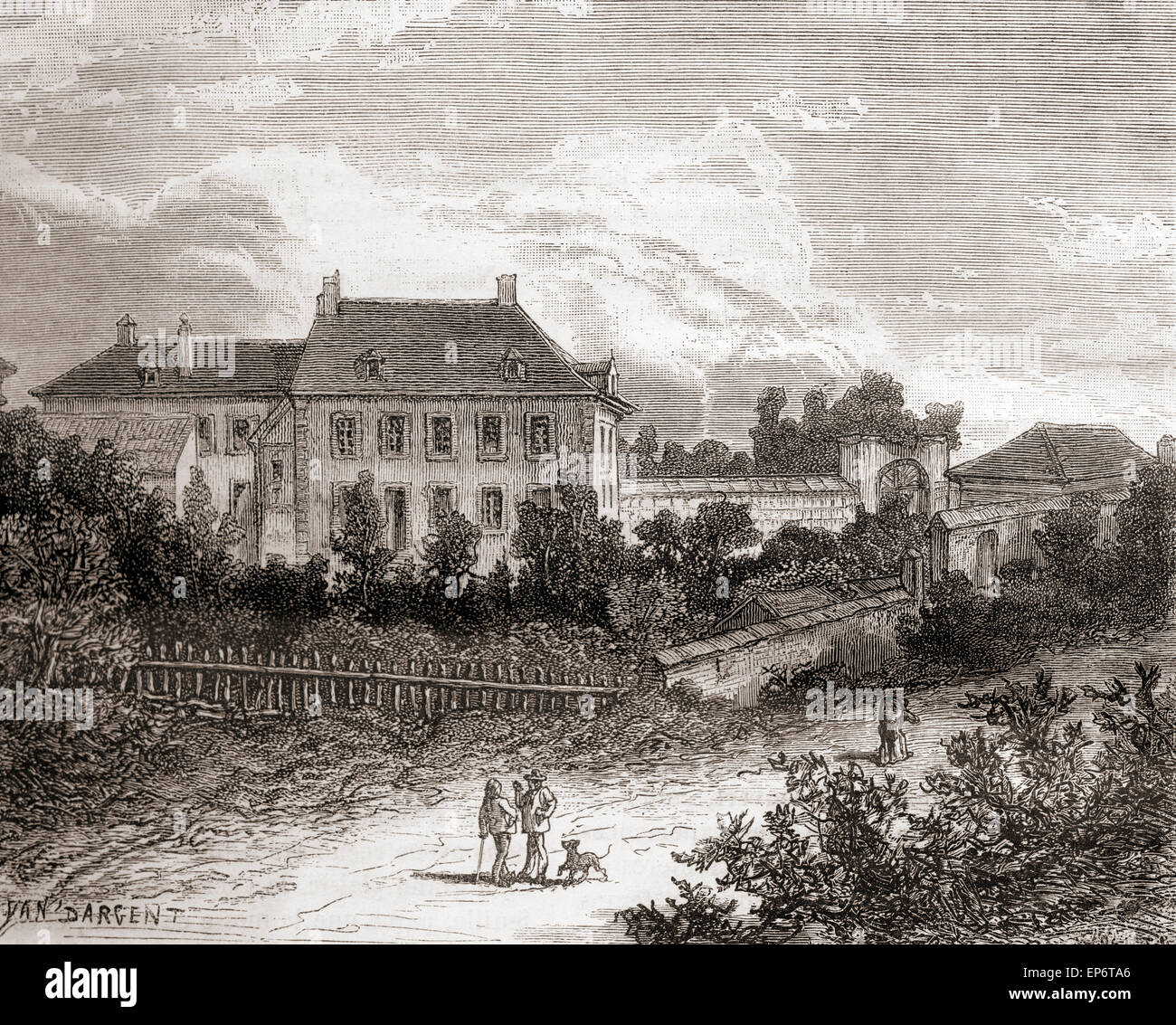 The house at Gras, near Chalon-sur-Saône, France where French inventor Nicephore Niepce developed heliography, a technique he used to create the world's oldest surviving product of a photographic process: a print made from a photoengraved printing plate in 1825. Stock Photo