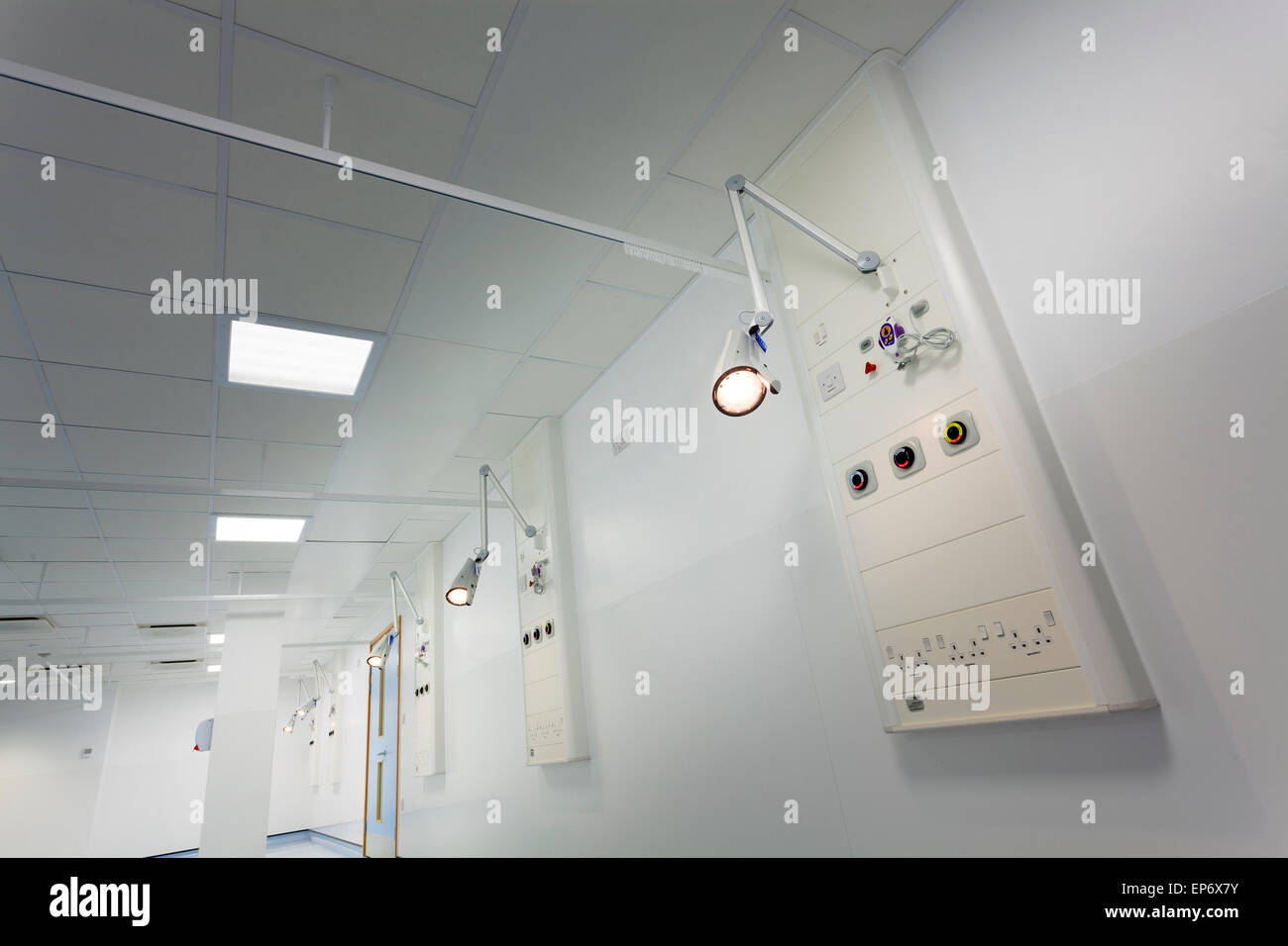bedhead service systems in hospital ward Stock Photo