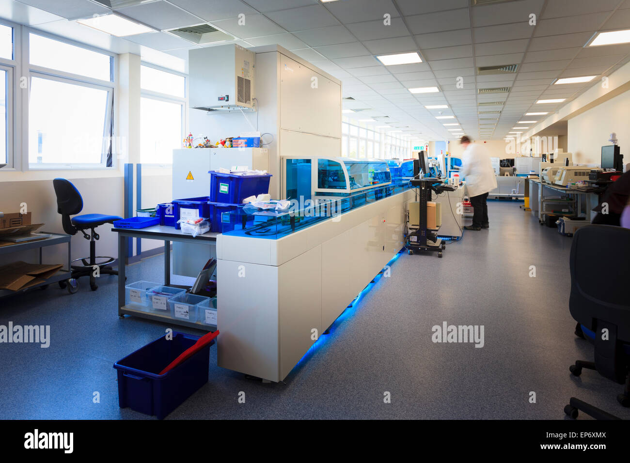 blood sciences automated analysis machine in hospital Stock Photo
