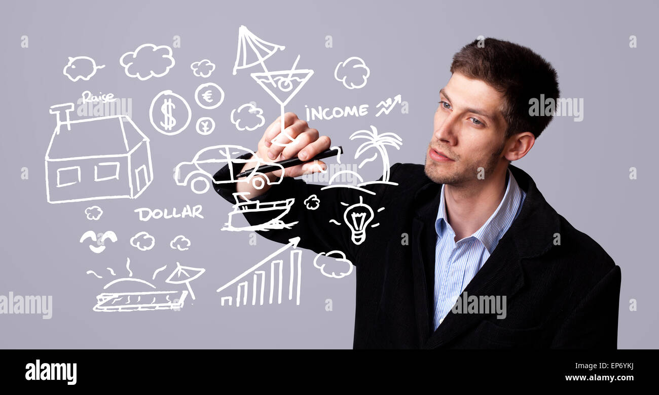 businessman with marker writing something on writeboard Stock Photo - Alamy