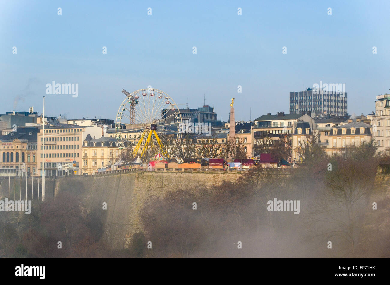 Ferris wheel in the center of Luxembourg City in the morning Stock Photo
