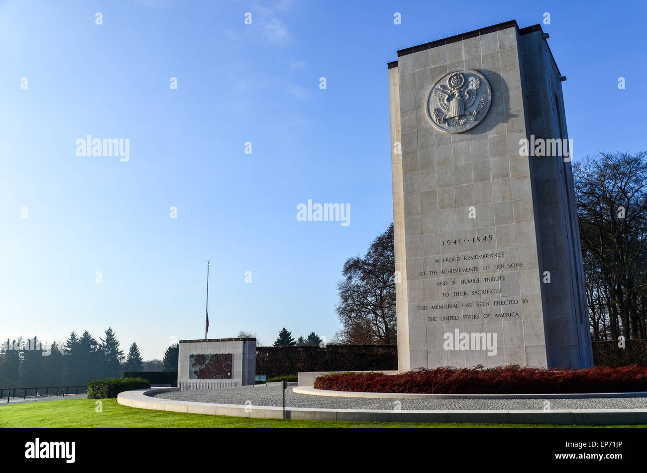 Remembrance monument at the Luxembourg American Cemetery and Memorial Stock Photo