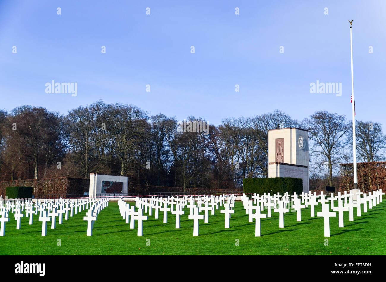 Graves of more than 5000 US soldiers at the Luxembourg American Cemetery and Memorial who died during World War II Stock Photo