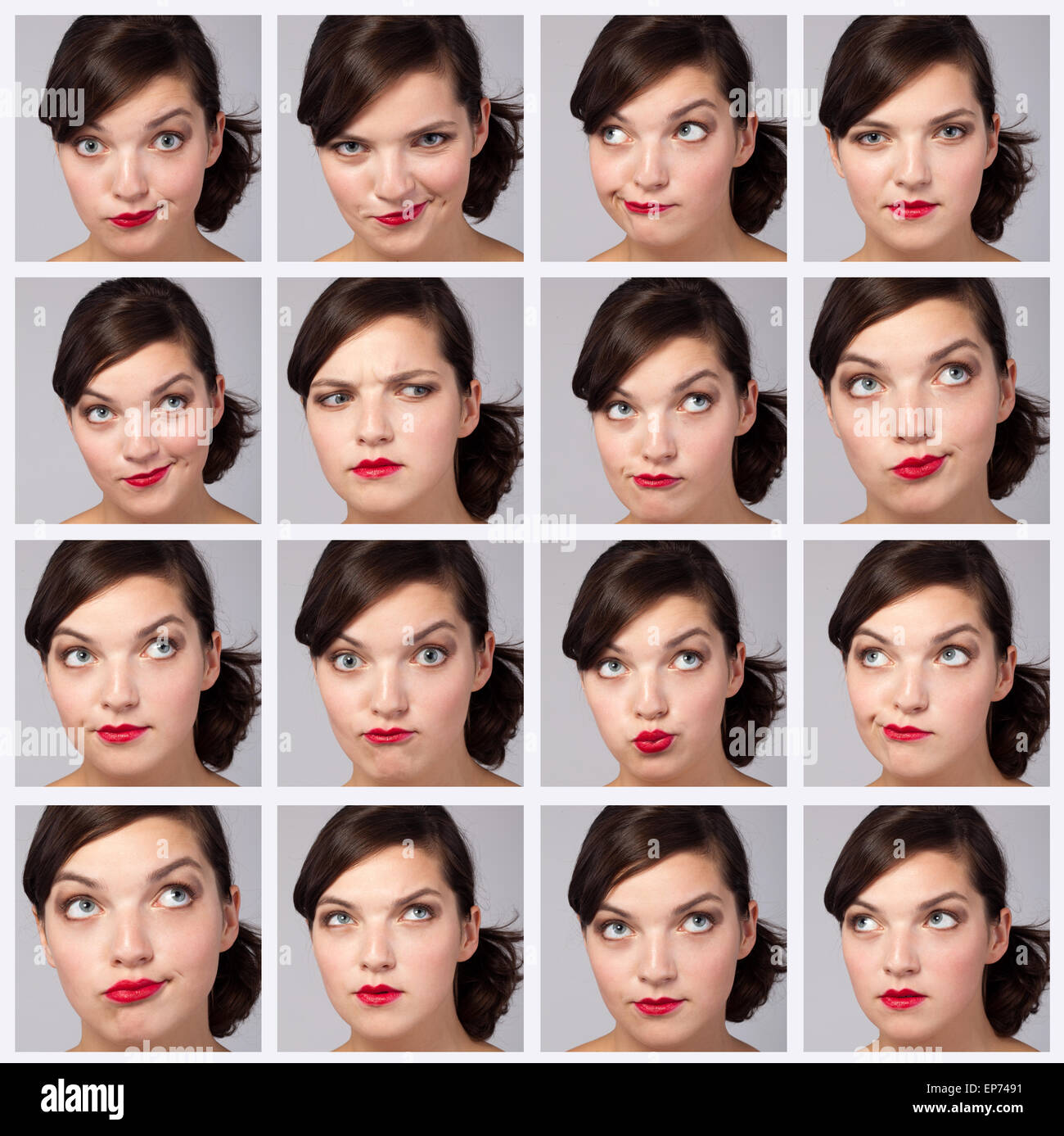 Young Woman Collection of Expressions Stock Photo - Alamy