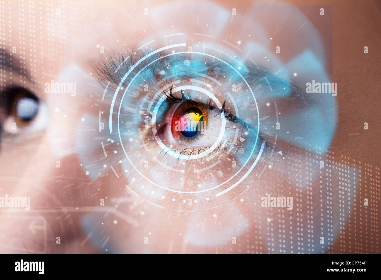 Future woman with cyber technology eye panel concept Stock Photo - Alamy