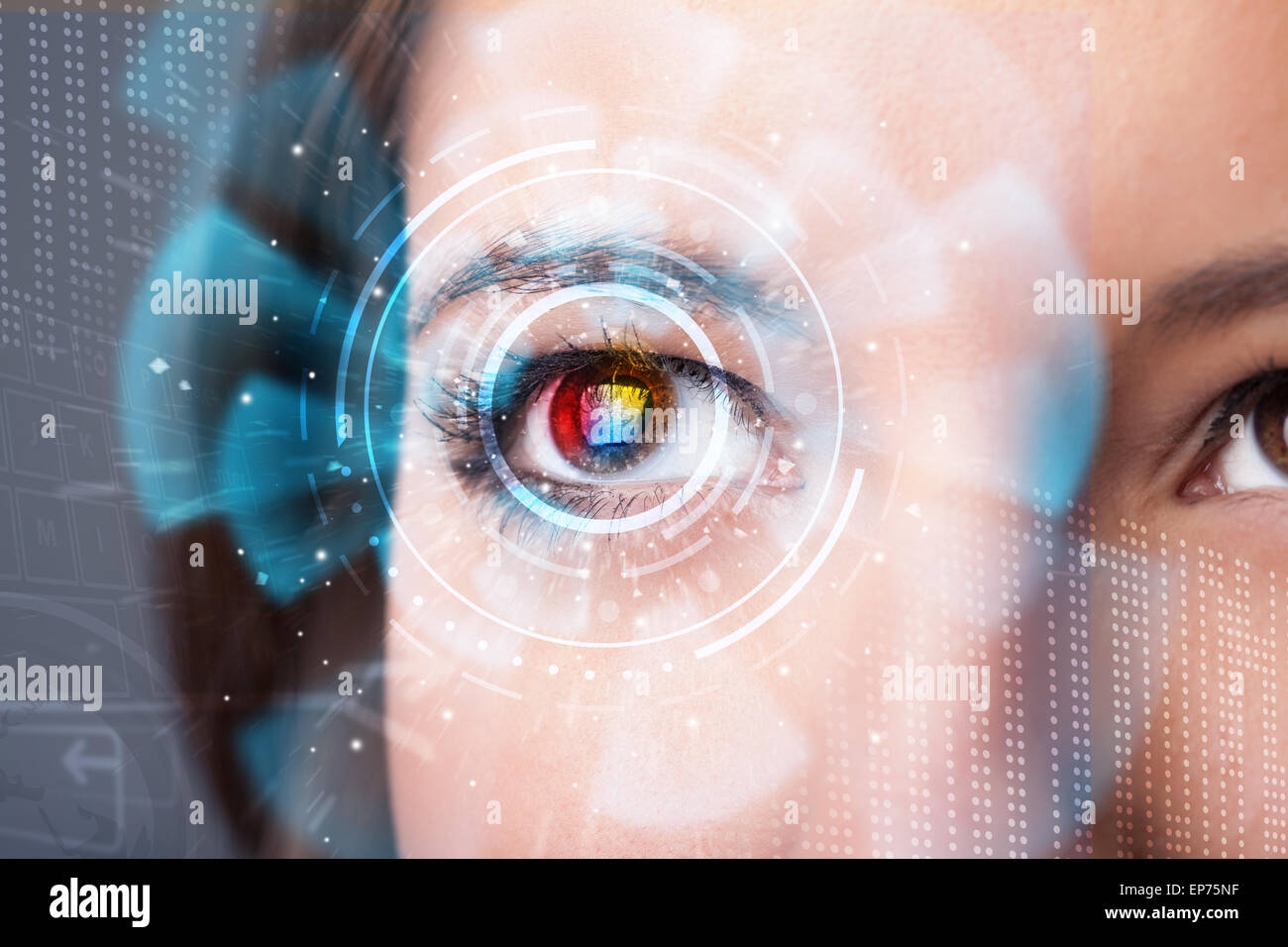 Future woman with cyber technology eye panel concept Stock Photo - Alamy