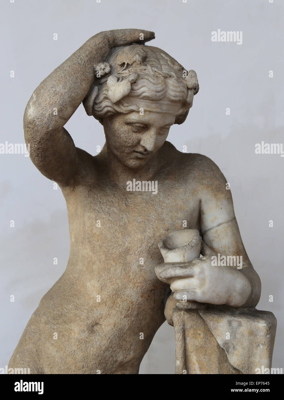 Statue of drunk Dionysus. Marble. 1st C. AD. Claudian Age. Rome. Via Cassia. National Roman Museum. Baths of Diocletian. Rome. Stock Photo
