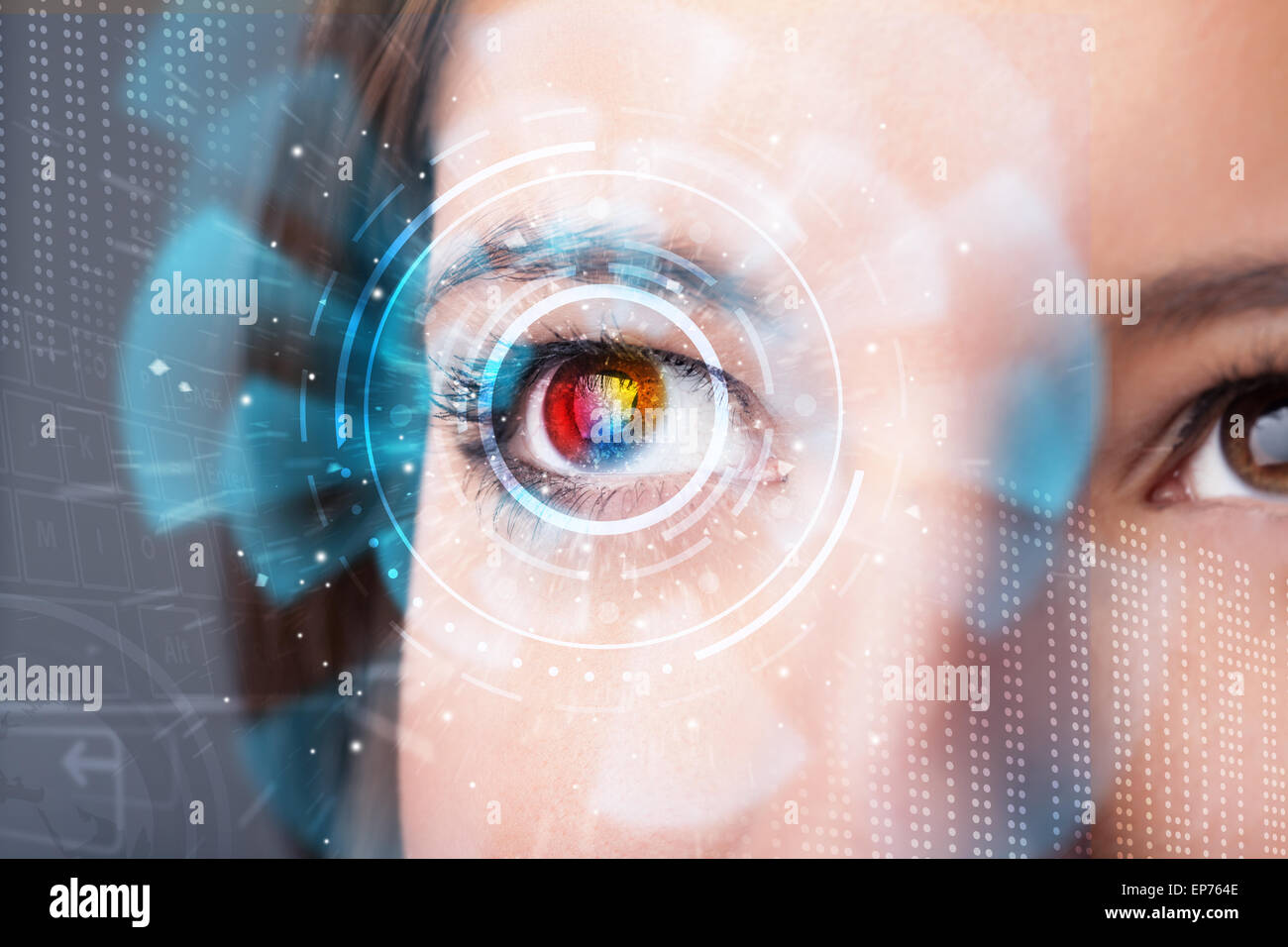 Future woman with cyber technology eye panel concept Stock Photo - Alamy