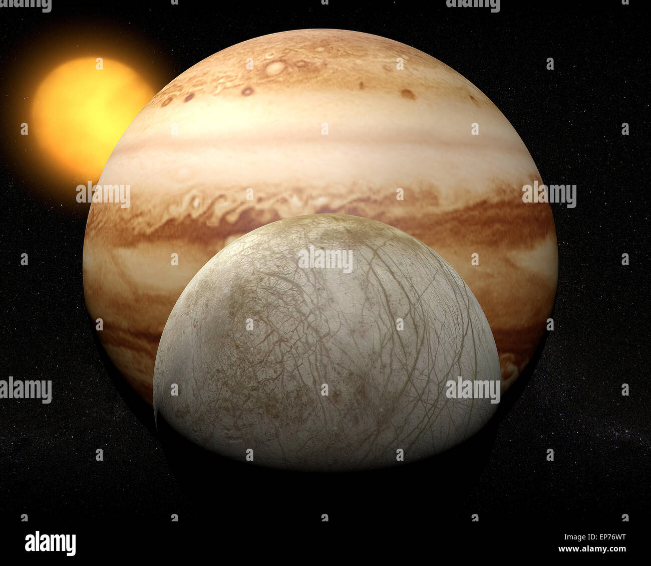 Satellite Europa, Jupiter's moon, space solar system. Element of this