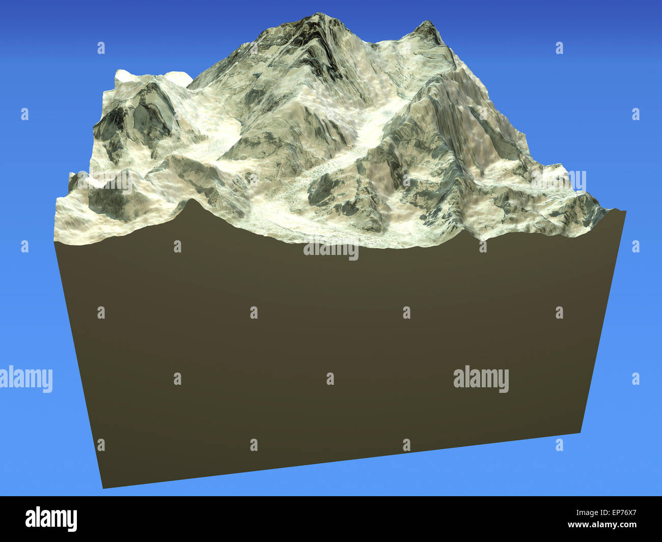 Everest cutaway section on blue background Stock Photo