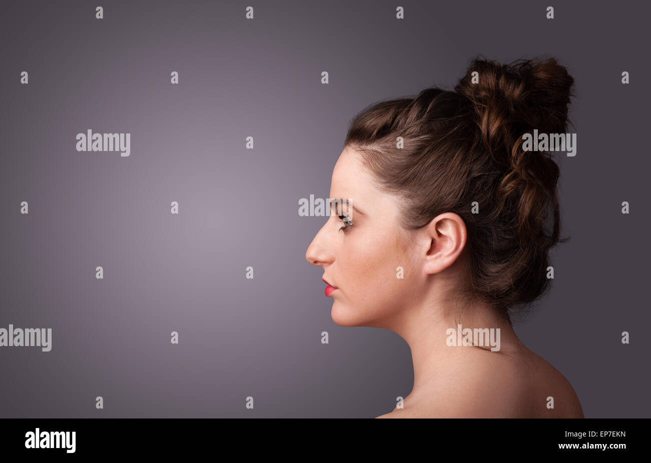 Young girl portrait thinking with copyspace Stock Photo - Alamy